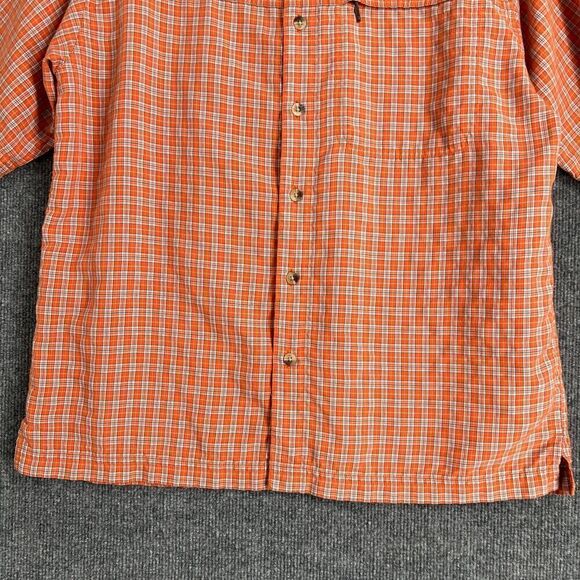 North Face Mens Short Sleeve Button Up Shirt Size M Orange Plaid Hiking Gorpcore - Picture 3 of 9